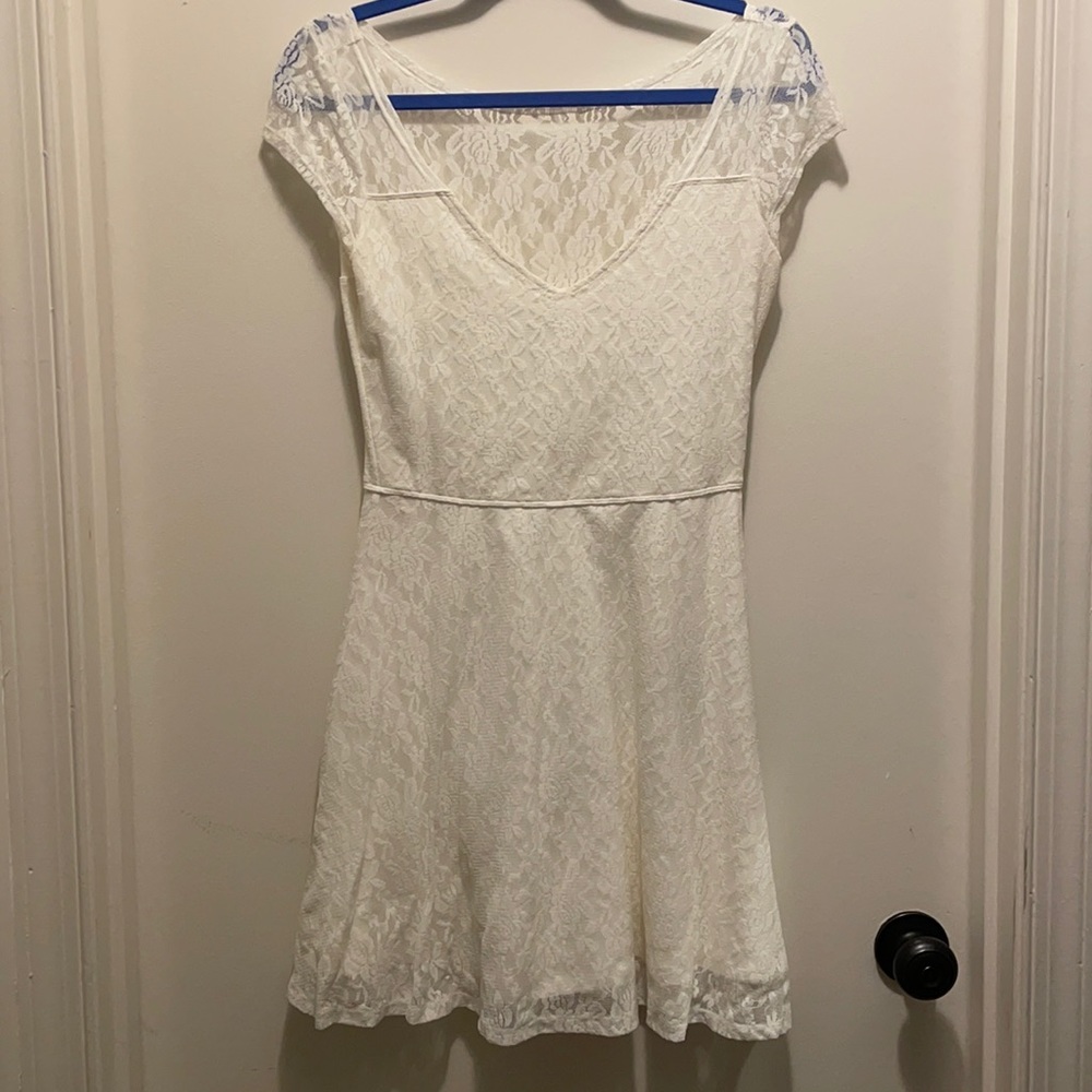 Lace White Dress, Size M, Hollister